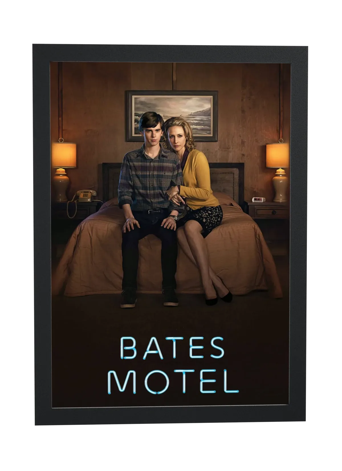 Pôster Bates Motel (2013): mãe e filho na cama emoldurado