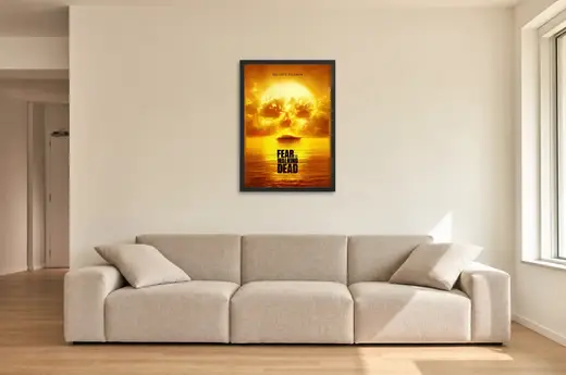 Pôster Fear the Walking Dead (2015): nuvens em forma de caveira emoldurado na parede: sala de estar ampla