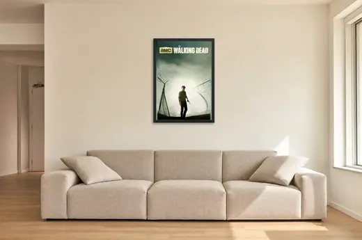 Pôster The Walking Dead (2010): entre as cercas emoldurado na parede: sala de estar ampla