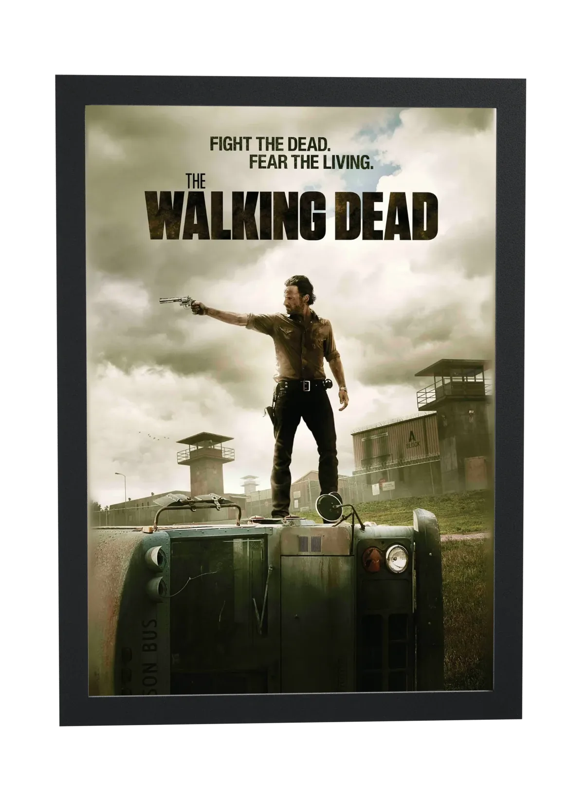 Pôster The Walking Dead (2010): Rick em cima do ônibus emoldurado