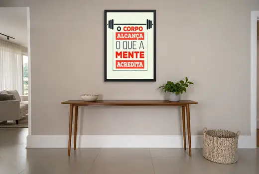 Pôster Cartaz motivacional de academia emoldurado na parede: hall de entrada