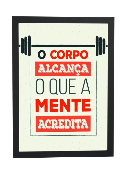 Pôster Cartaz motivacional de academia emoldurado