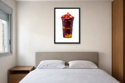 Pôster Copo de açaí com morango emoldurado na parede: quarto de casal