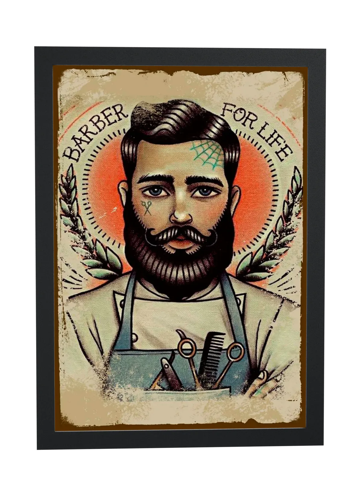 Pôster Barber for life emoldurado