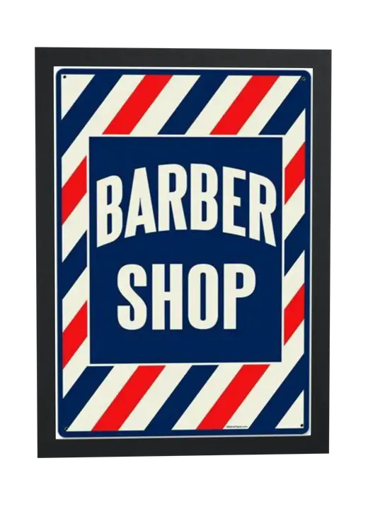 Pôster Placa listrada barber shop emoldurado