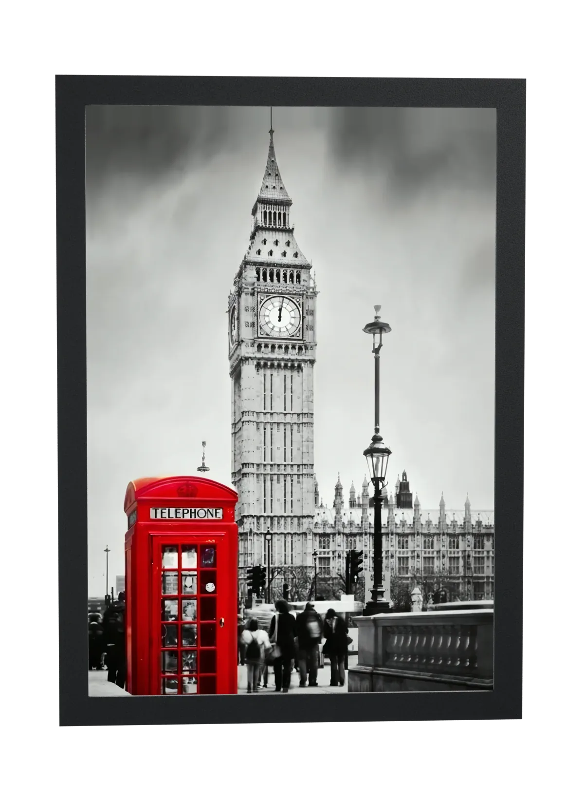 Pôster Big Ben com cabine vermelha emoldurado