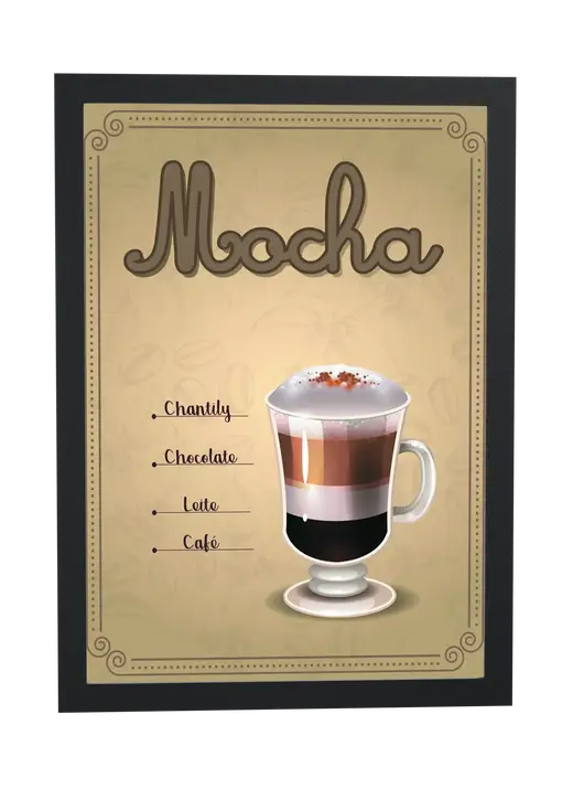Pôster Receita ilustrada de mocha emoldurado
