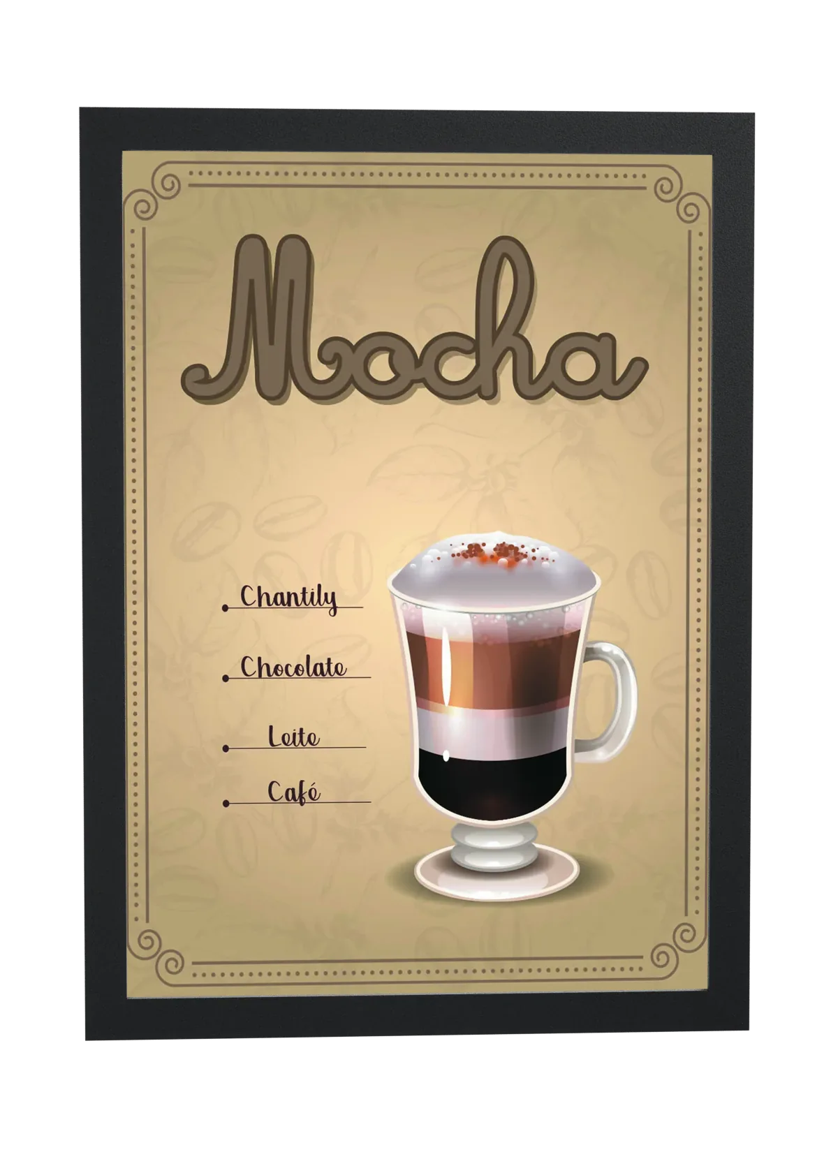 Pôster Receita ilustrada de mocha emoldurado
