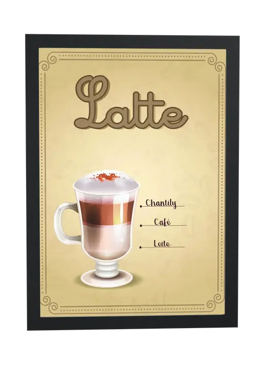 Pôster Receita ilustrada de latte emoldurado