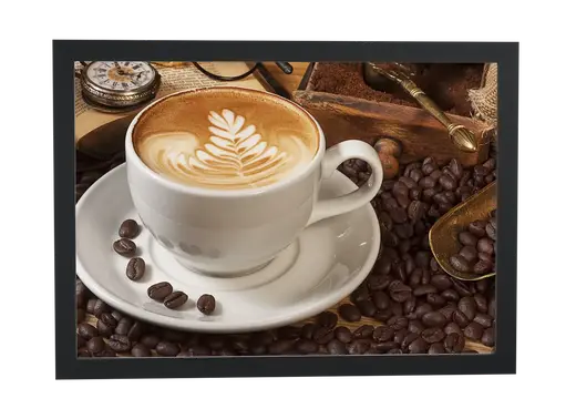 Pôster Cappuccino com arte em leite emoldurado