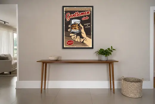 Pôster Cartaz vintage gentlemen club emoldurado na parede: hall de entrada
