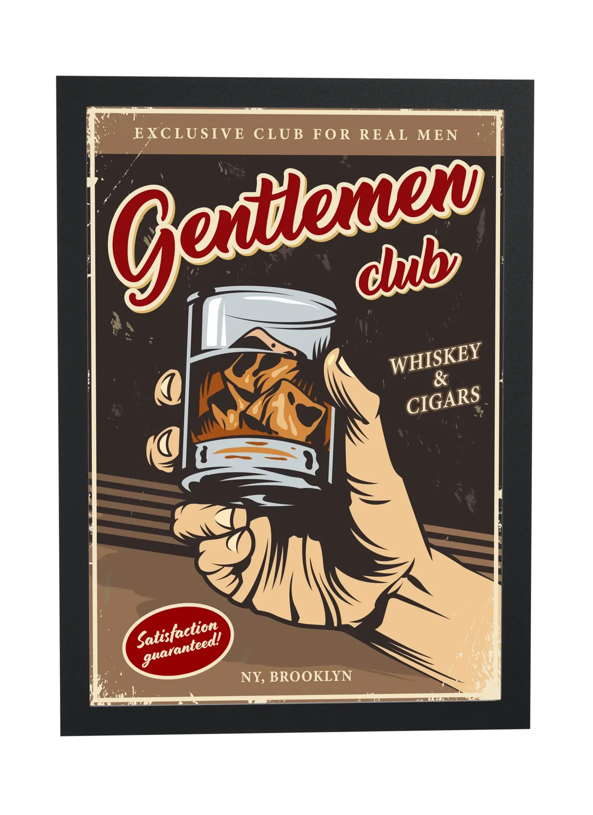 Pôster Cartaz vintage gentlemen club emoldurado