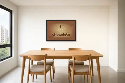 Pôster Cartaz I love chocolate emoldurado na parede: sala de jantar