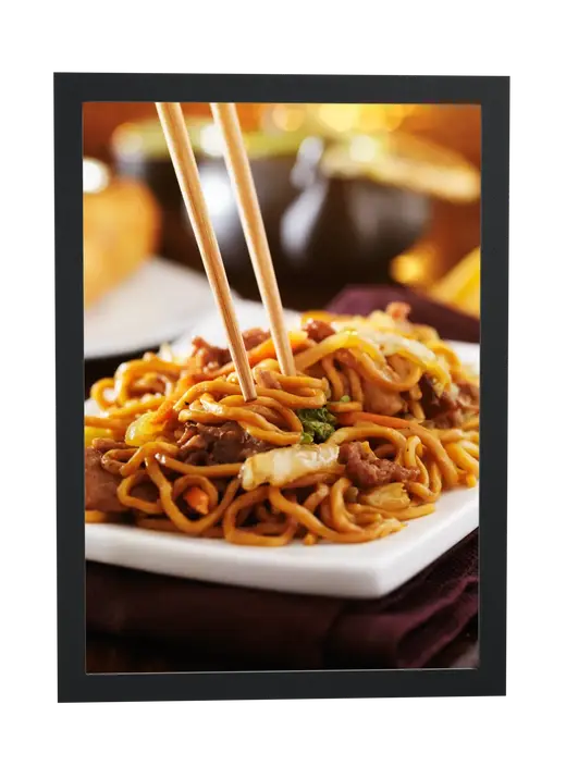 Pôster Macarrão oriental com hashi emoldurado