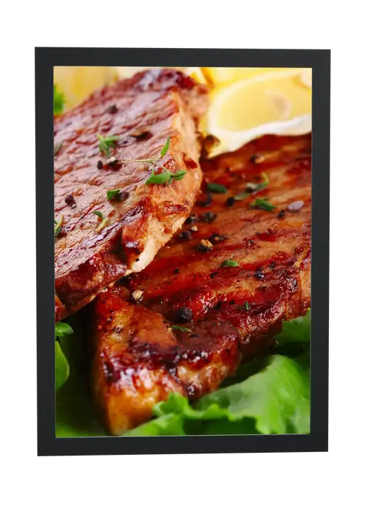 Pôster Carne grelhada com limão emoldurado