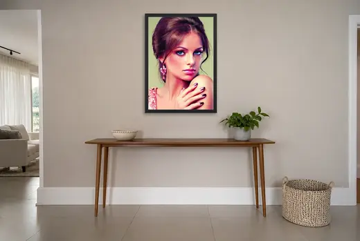 Pôster Penteado elegante com maquiagem marcante emoldurado na parede: hall de entrada