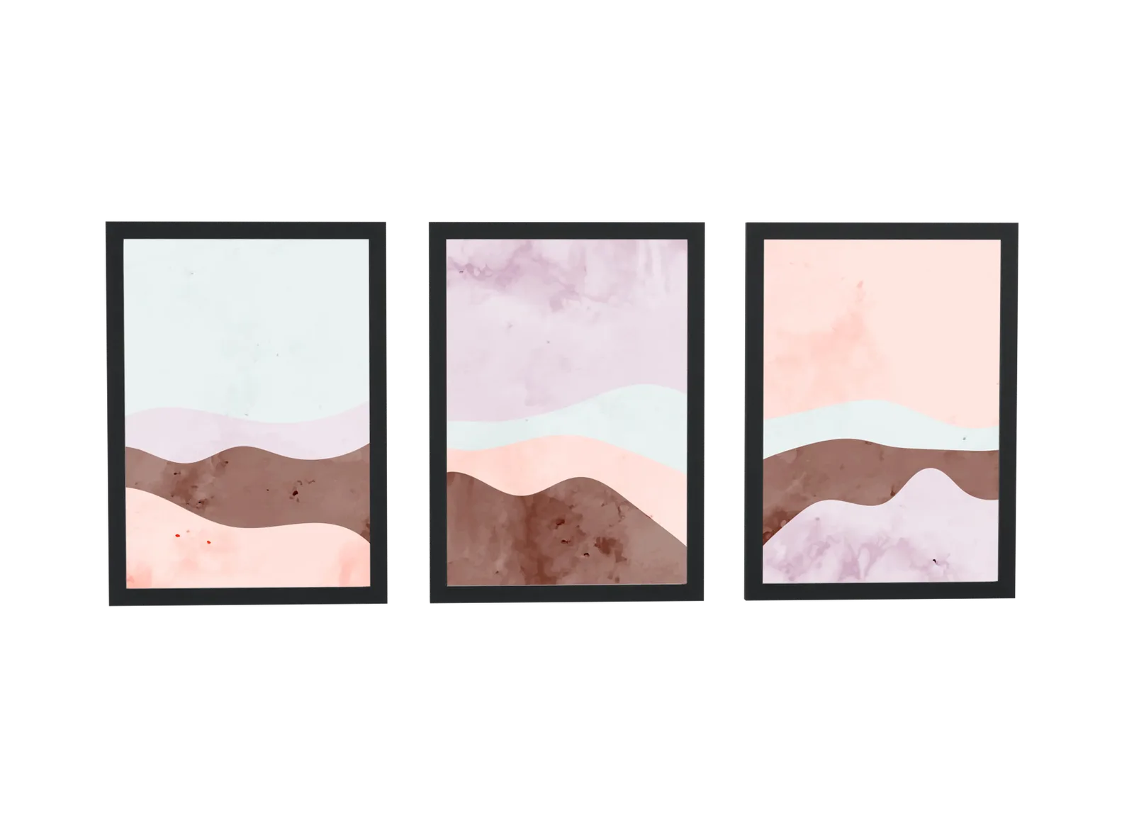 Pôster Trio de paisagem em aquarela pastel emoldurado