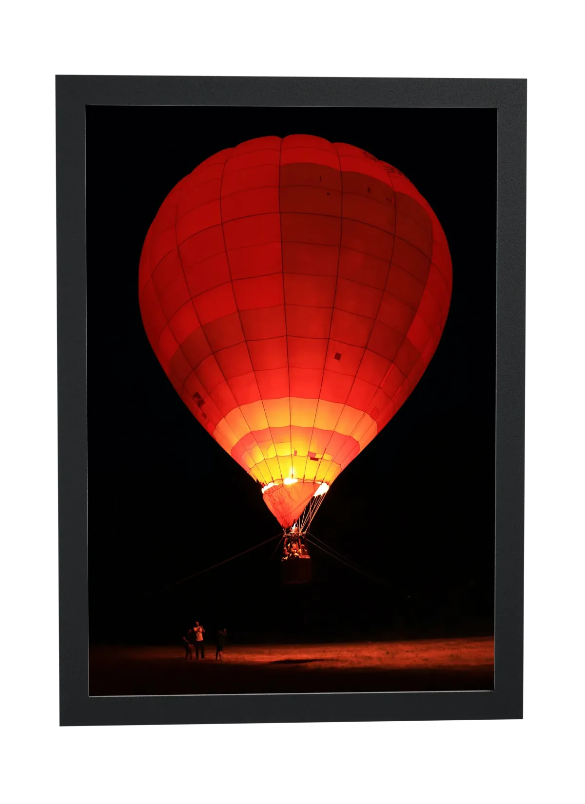 Pôster Balão vermelho iluminado à noite emoldurado