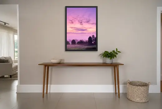 Pôster Céu rosa ao entardecer emoldurado na parede: hall de entrada