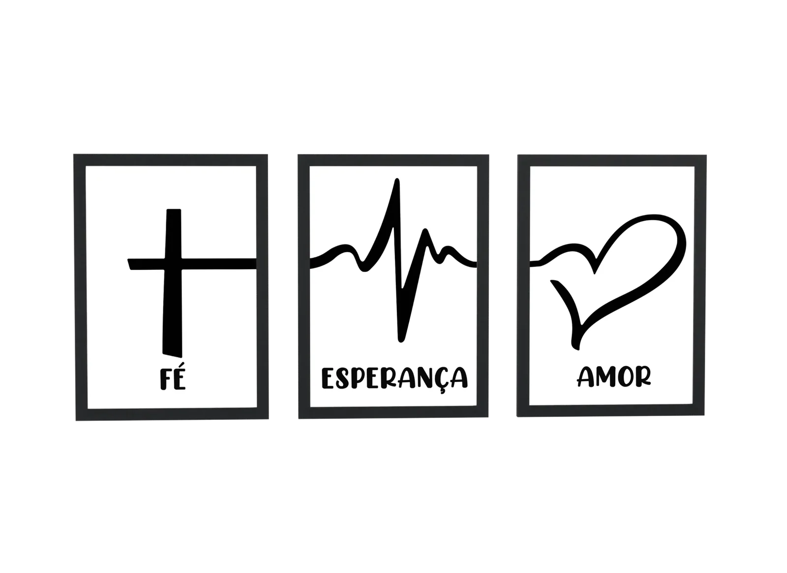 Pôster Trio de fé, esperança e amor em branco emoldurado