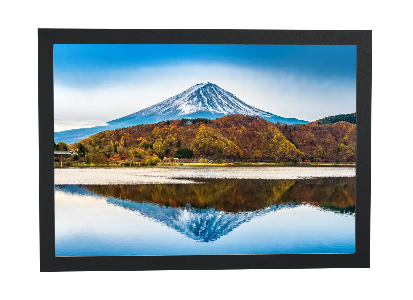 Pôster Monte Fuji refletido no lago emoldurado