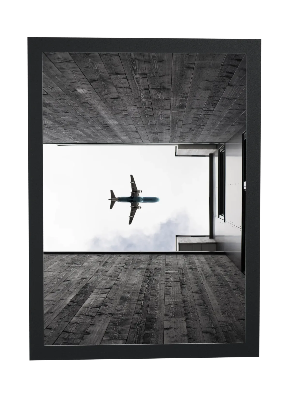 Pôster Avião surreal dentro de um quarto emoldurado
