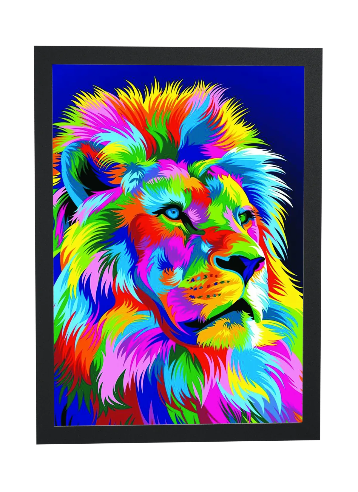 Pôster Leão colorido em pop art emoldurado