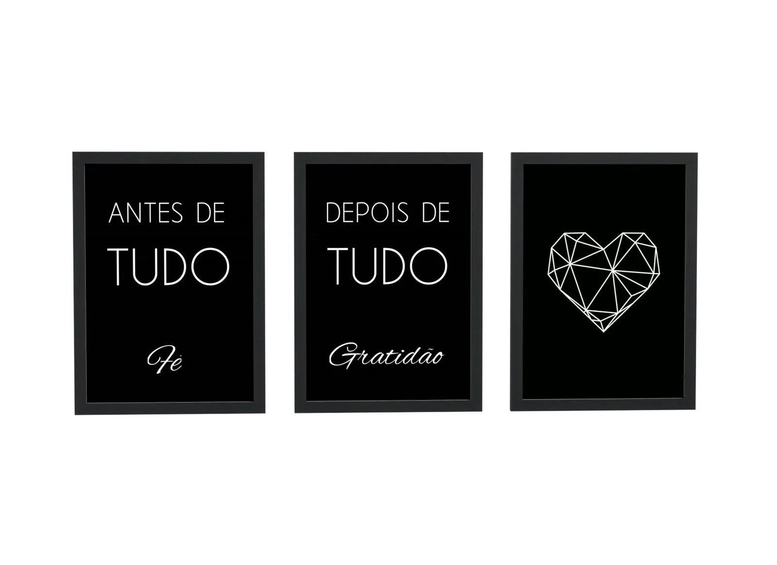 Pôster Trio preto simples de fé e gratidão emoldurado
