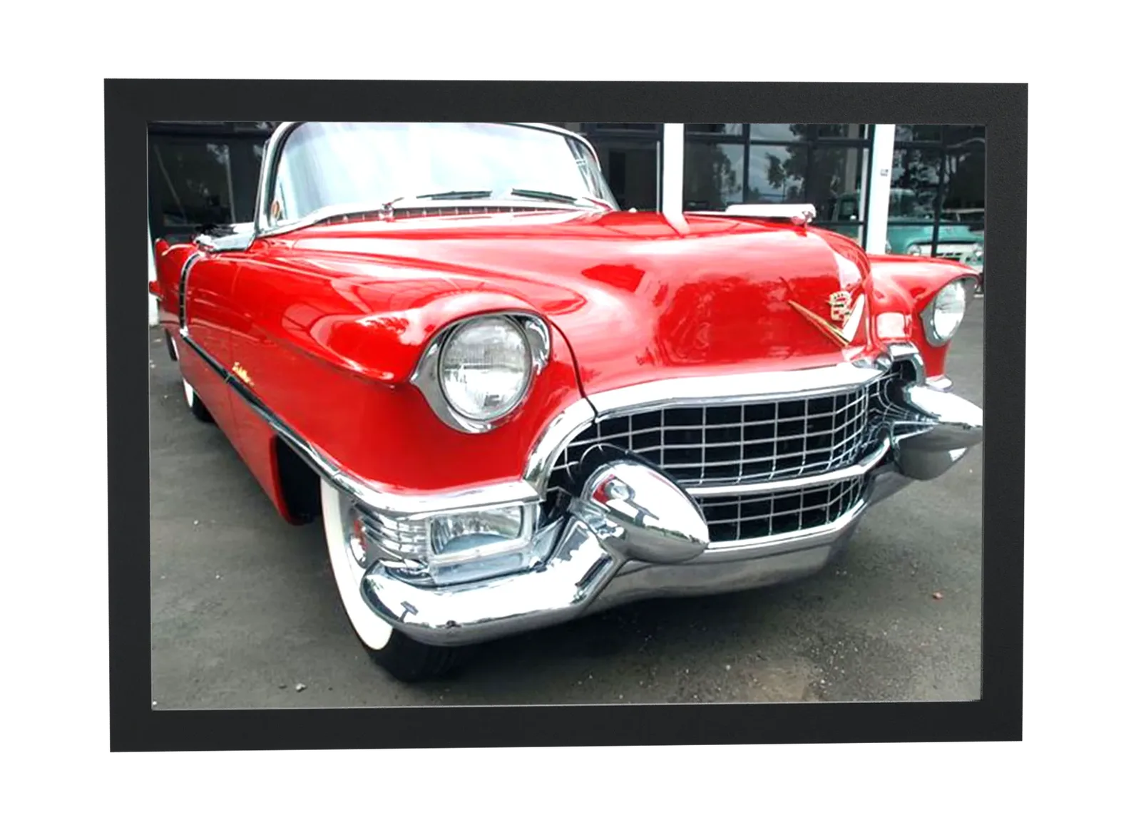 Pôster Cadillac vermelho vintage emoldurado