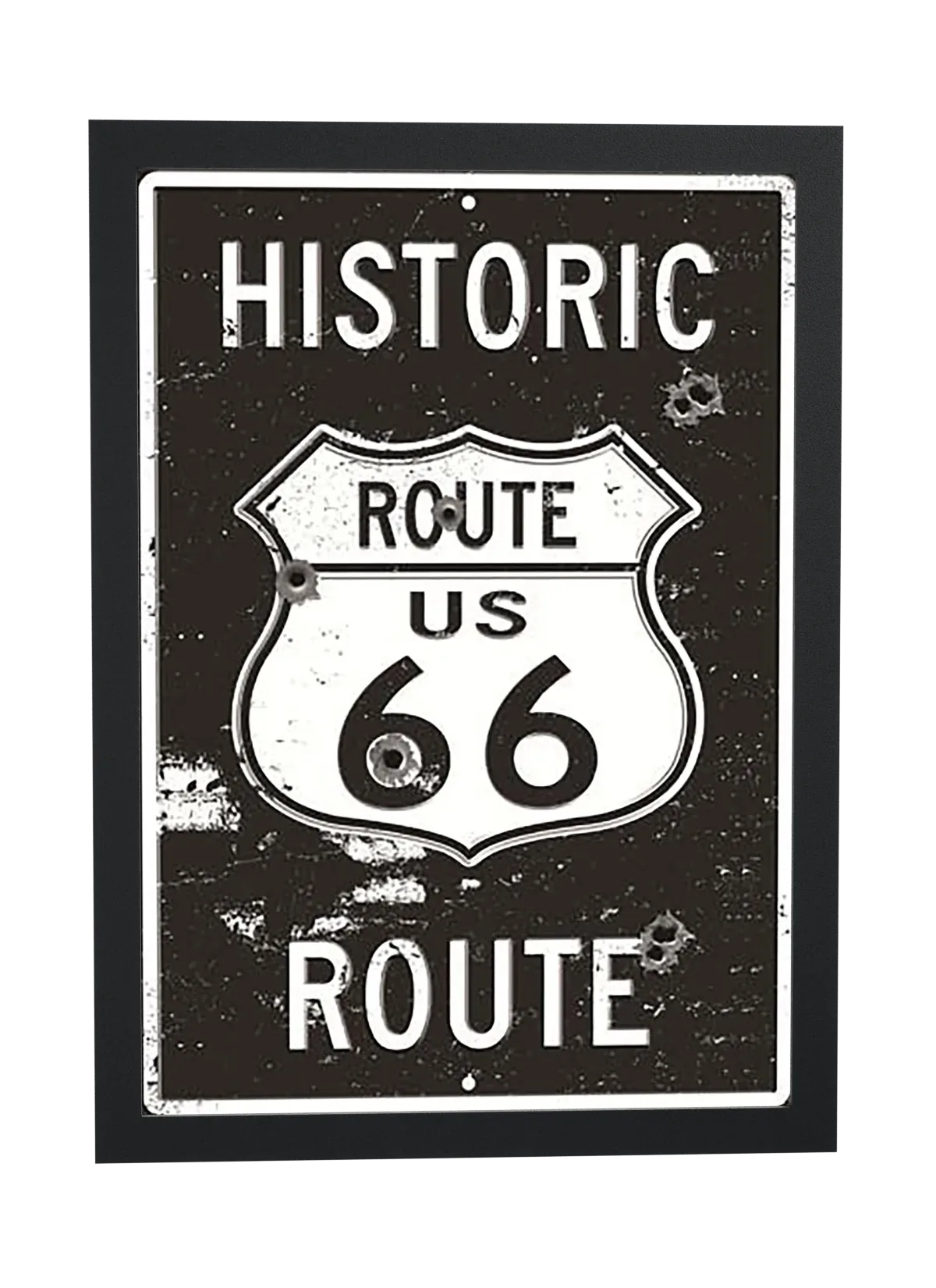 Pôster Placa histórica da Rota 66 emoldurado