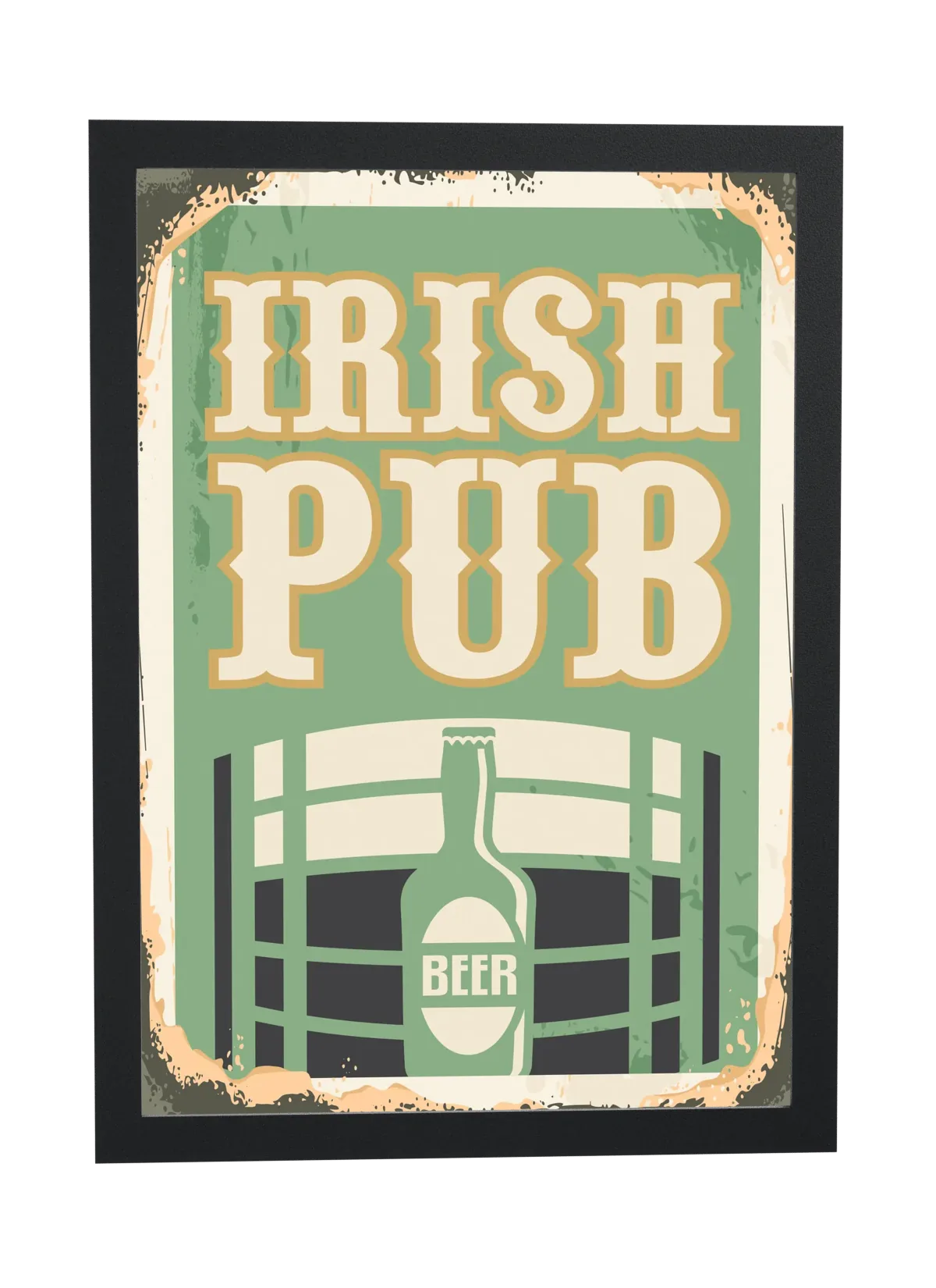 Pôster Placa retrô de irish pub emoldurado