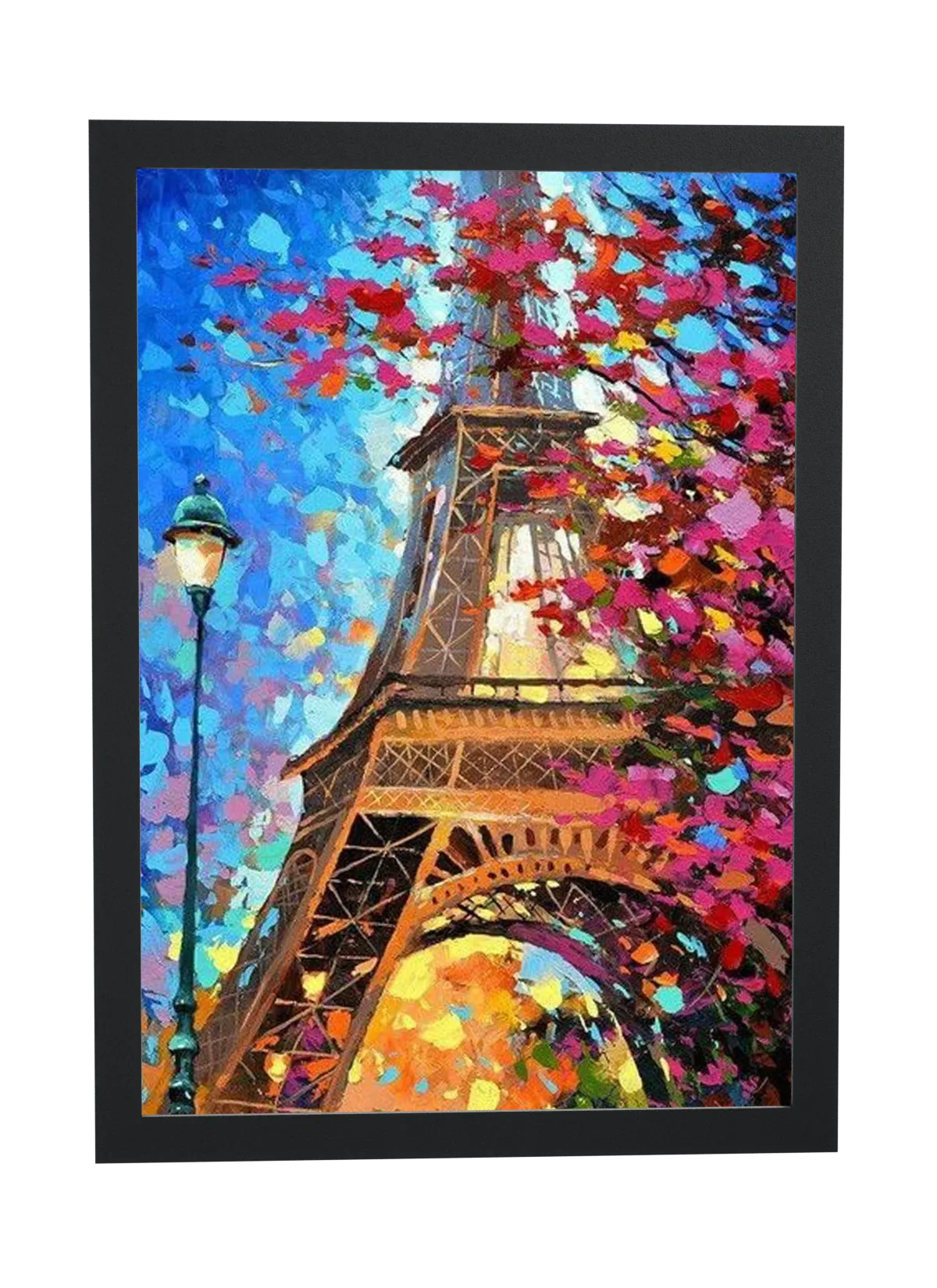 Pôster Torre Eiffel em flores cor-de-rosa emoldurado