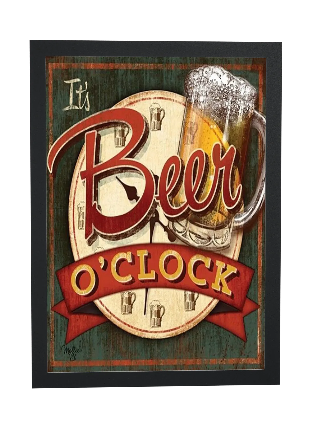 Pôster Relógio vintage de cerveja emoldurado