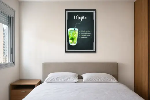 Pôster Receita ilustrada de mojito emoldurado na parede: quarto de casal