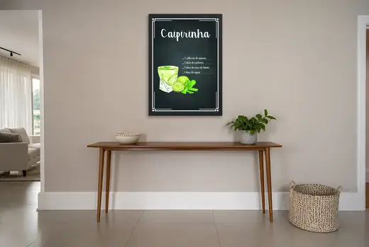 Pôster Receita ilustrada de caipirinha emoldurado na parede: hall de entrada