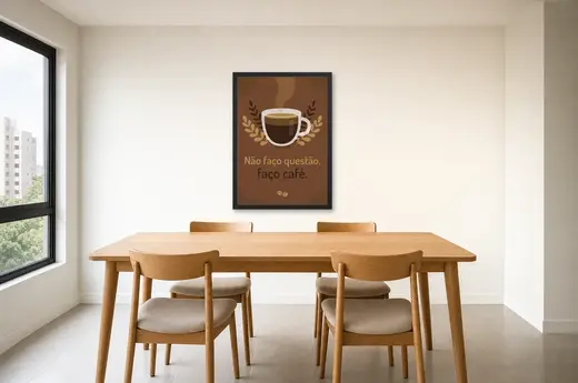 Pôster Ilustração de xícara de café emoldurado na parede: sala de jantar