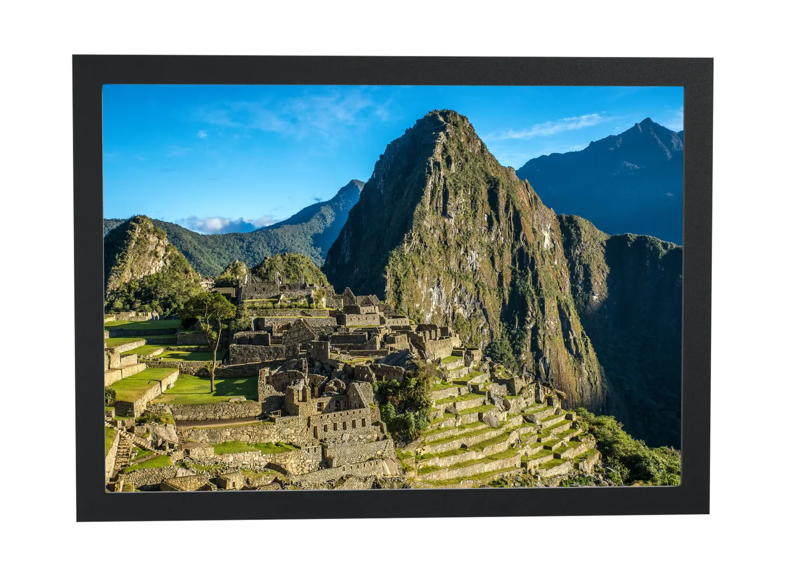 Pôster Machu Picchu sob céu azul emoldurado