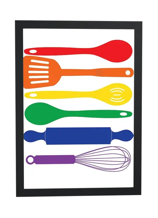 Pôster Utensílios de cozinha coloridos emoldurado