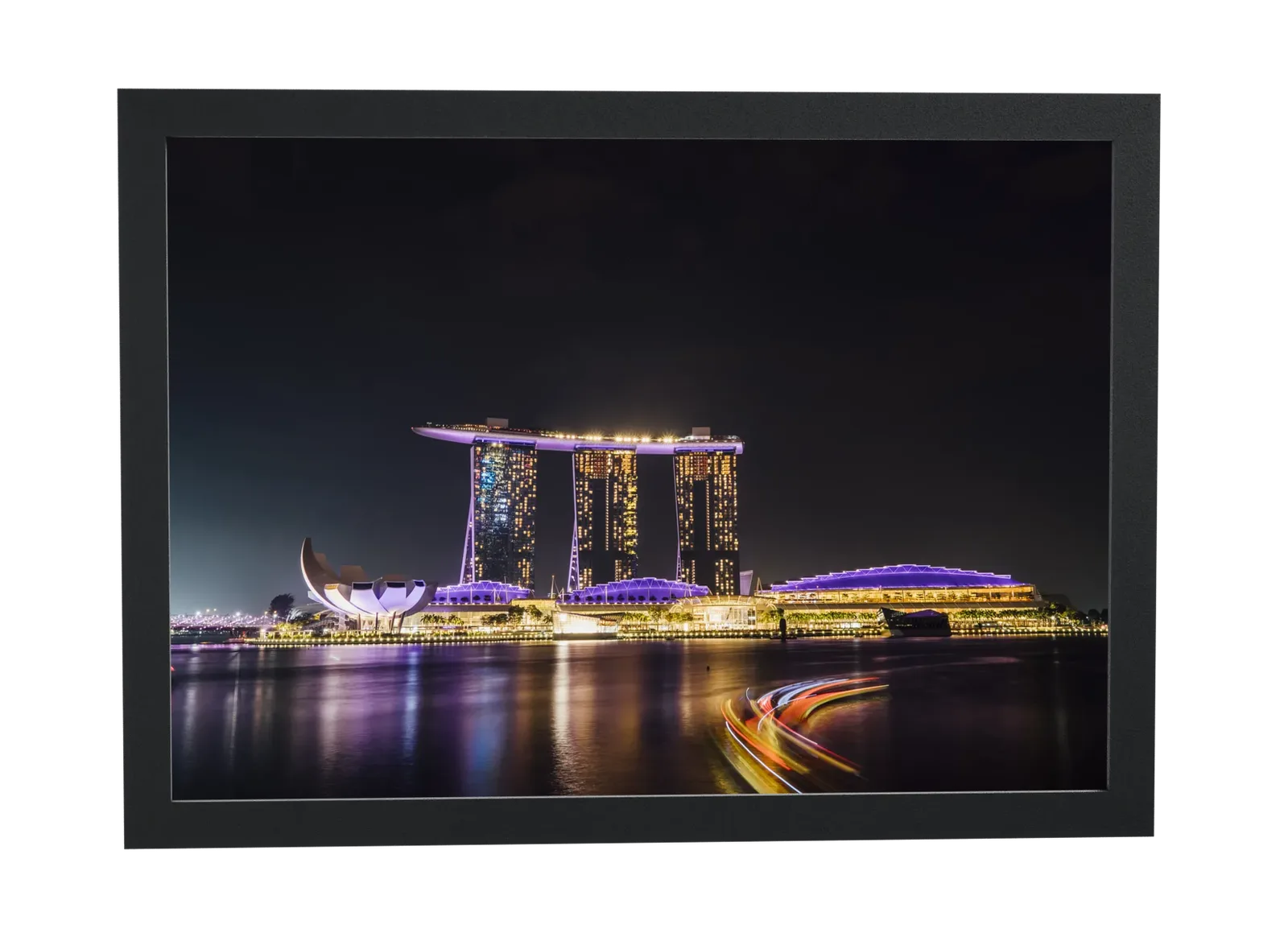 Pôster Marina Bay Sands à noite emoldurado