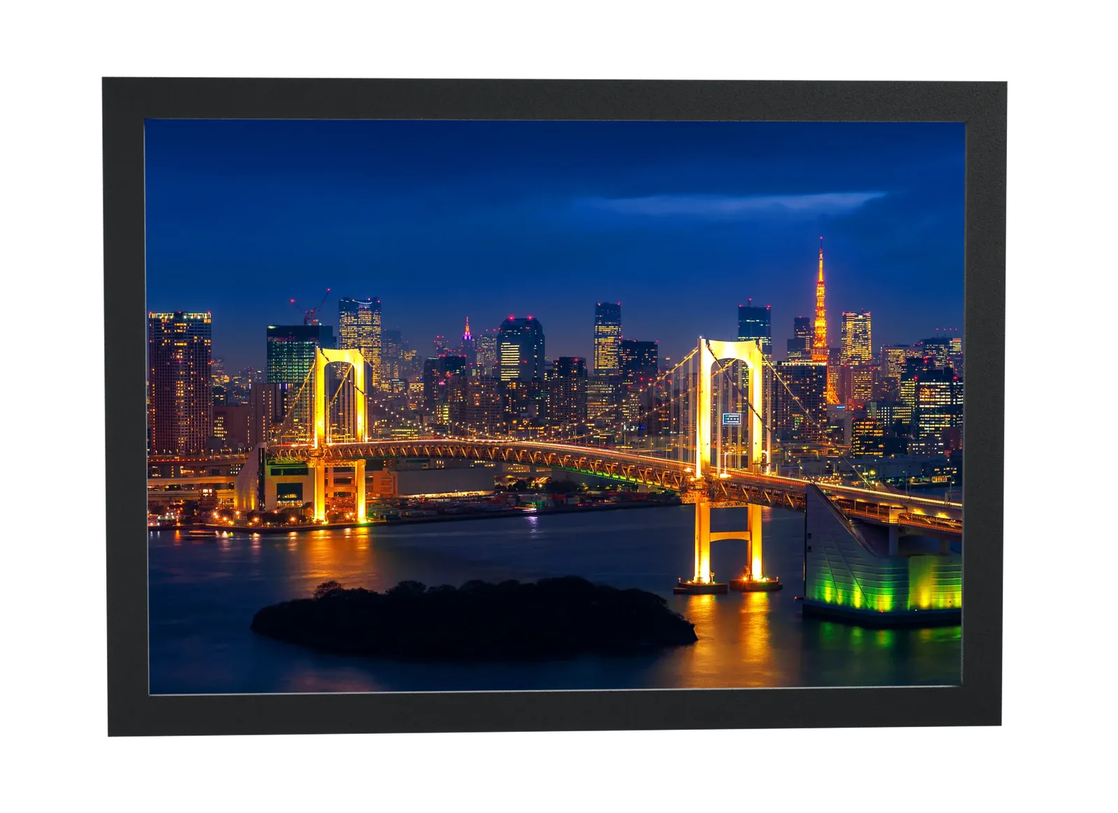 Pôster Rainbow Bridge com Tokyo Tower emoldurado