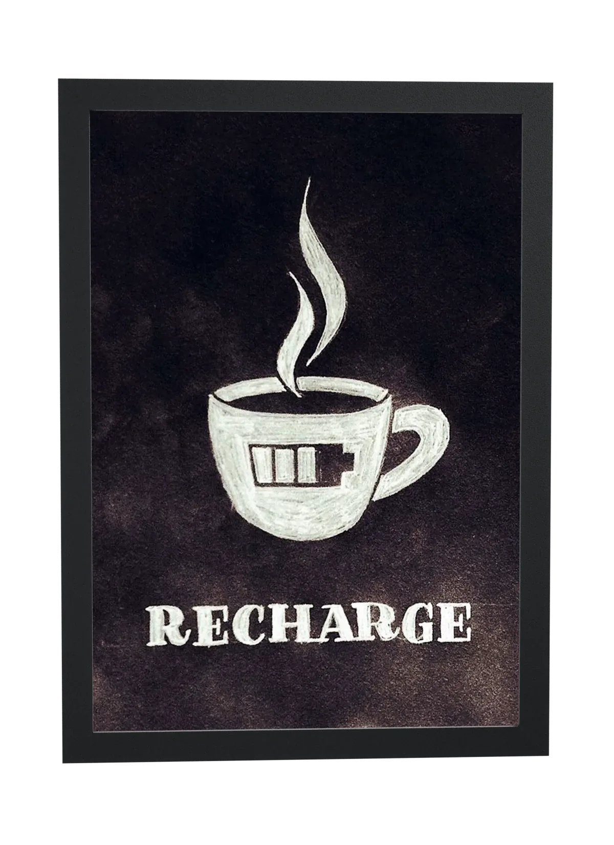 Pôster Xícara de café estilo bateria emoldurado
