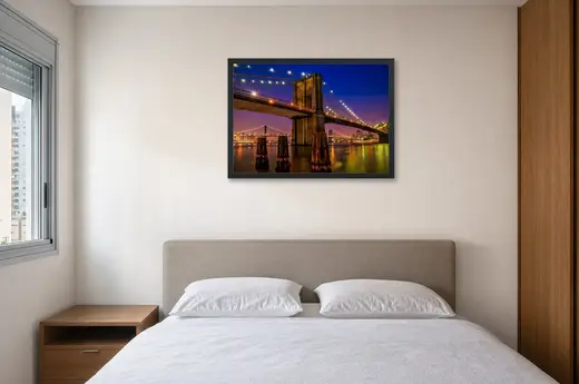 Pôster Ponte do Brooklyn com estacas emoldurado na parede: quarto de casal