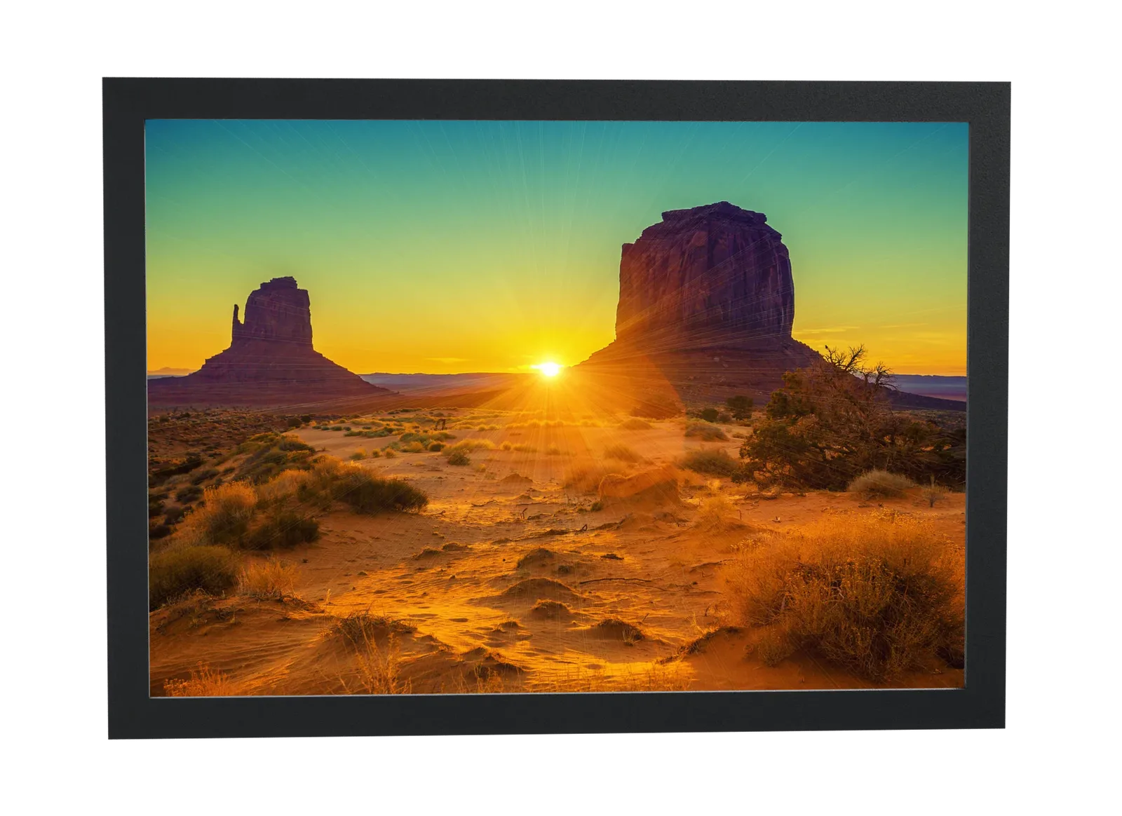 Pôster Monument Valley e o sol baixo emoldurado
