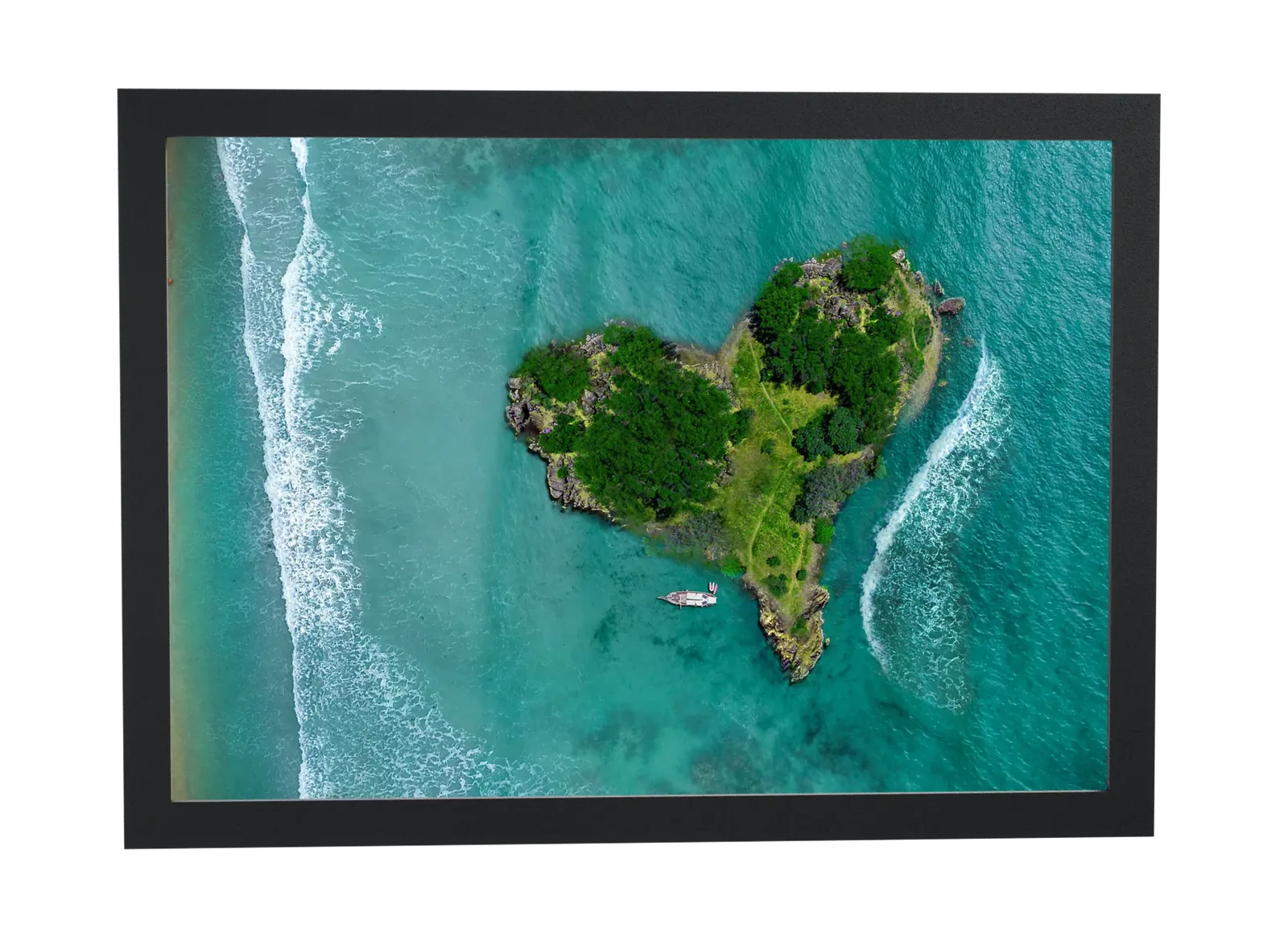 Pôster Ilha em forma de coração emoldurado