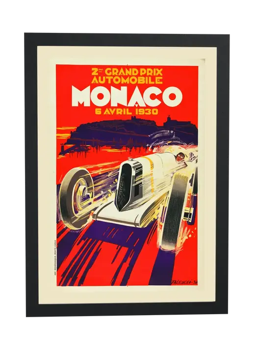 Pôster Grand Prix de Monaco 1930 emoldurado