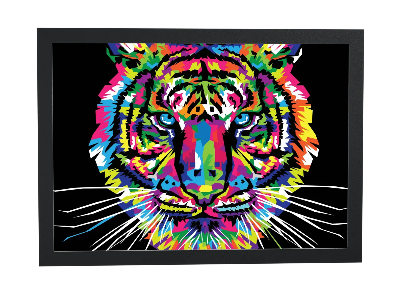 Pôster Tigre pop art em fundo preto emoldurado