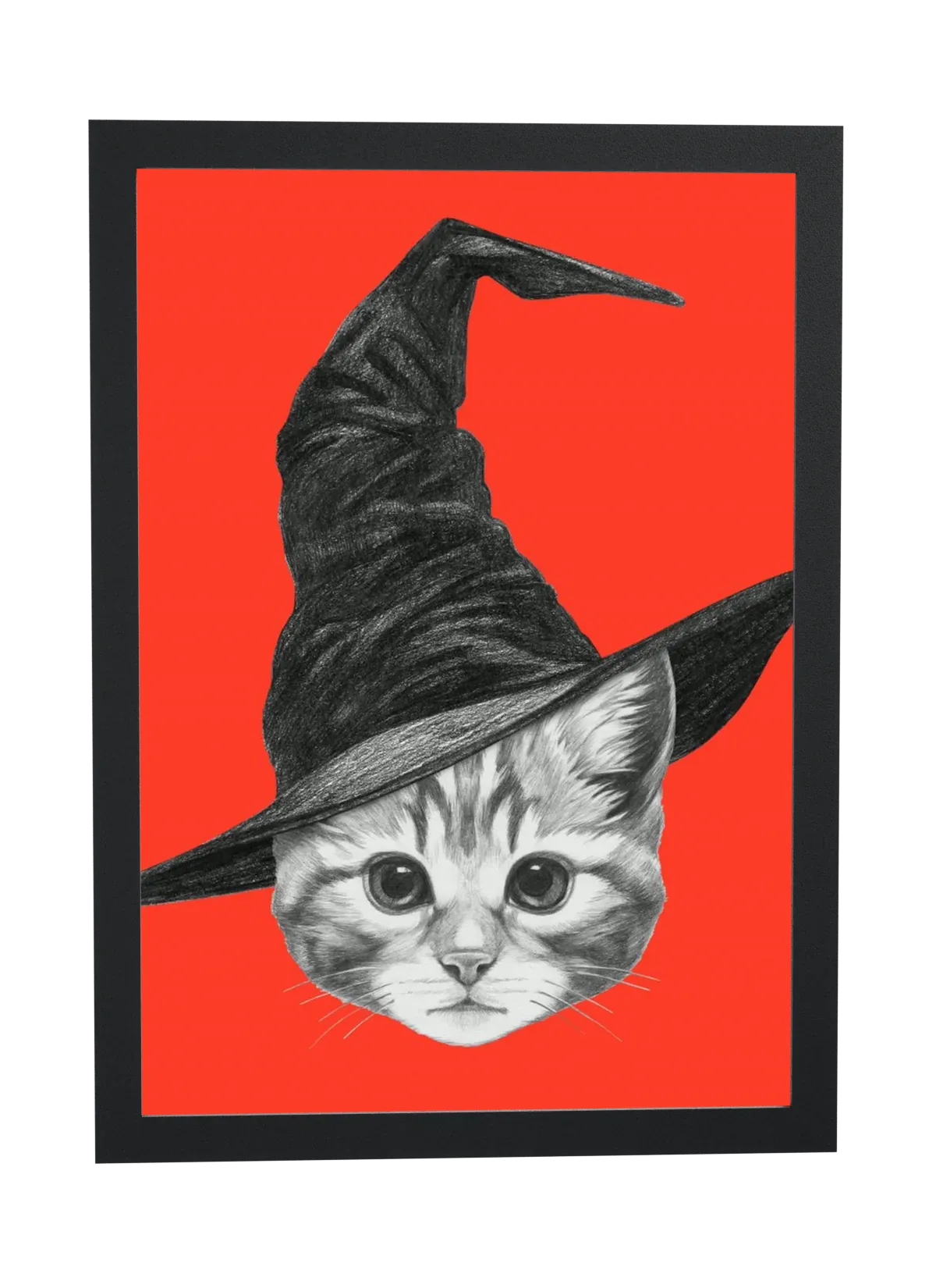 Pôster Gatinho de chapéu de bruxa emoldurado