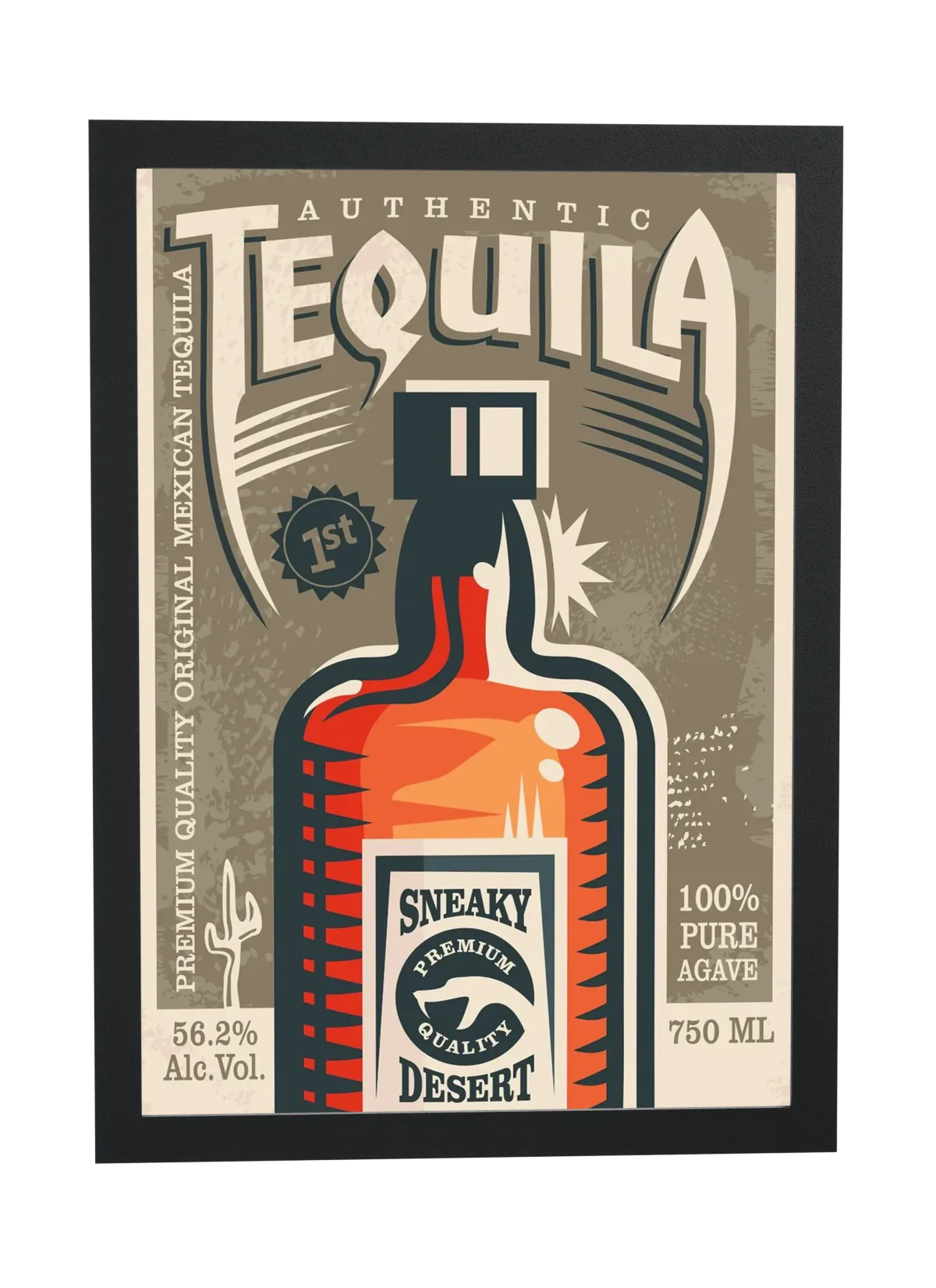 Pôster Rótulo retrô de tequila emoldurado