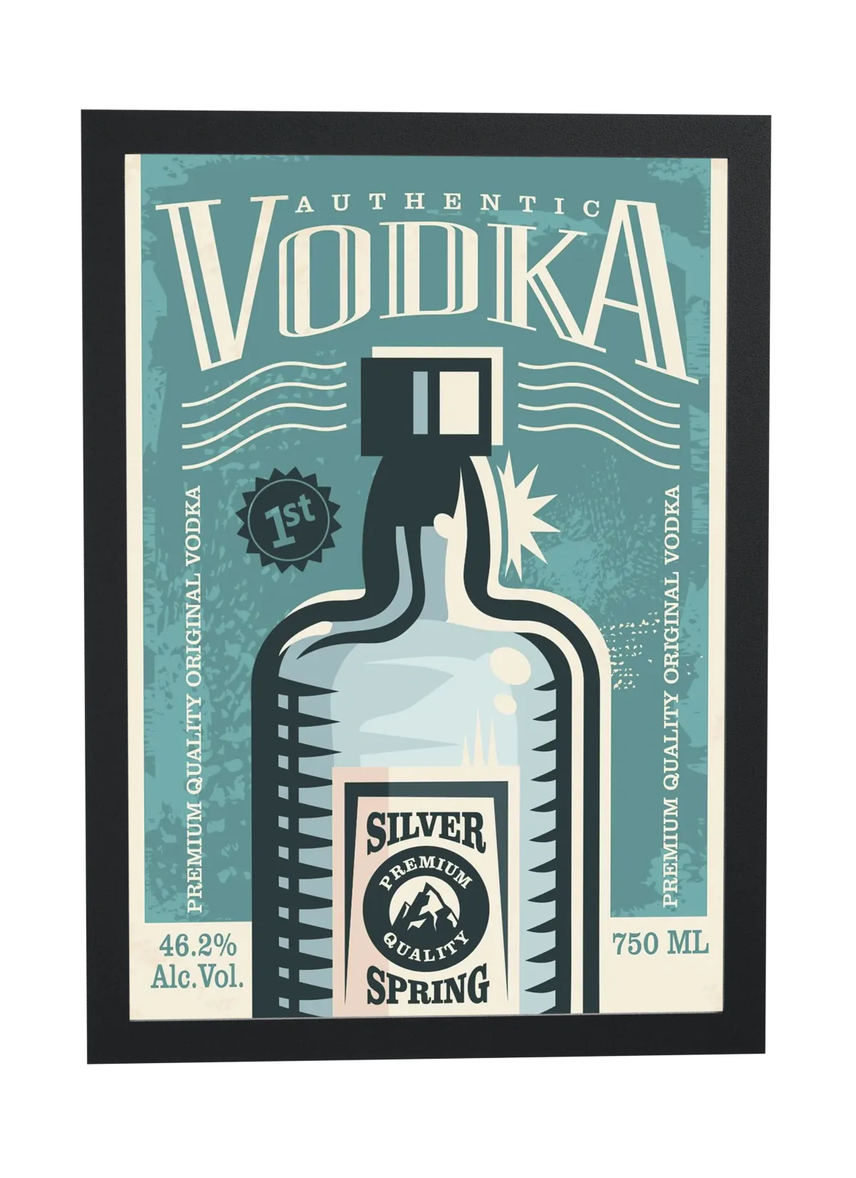Pôster Rótulo retrô de vodka emoldurado