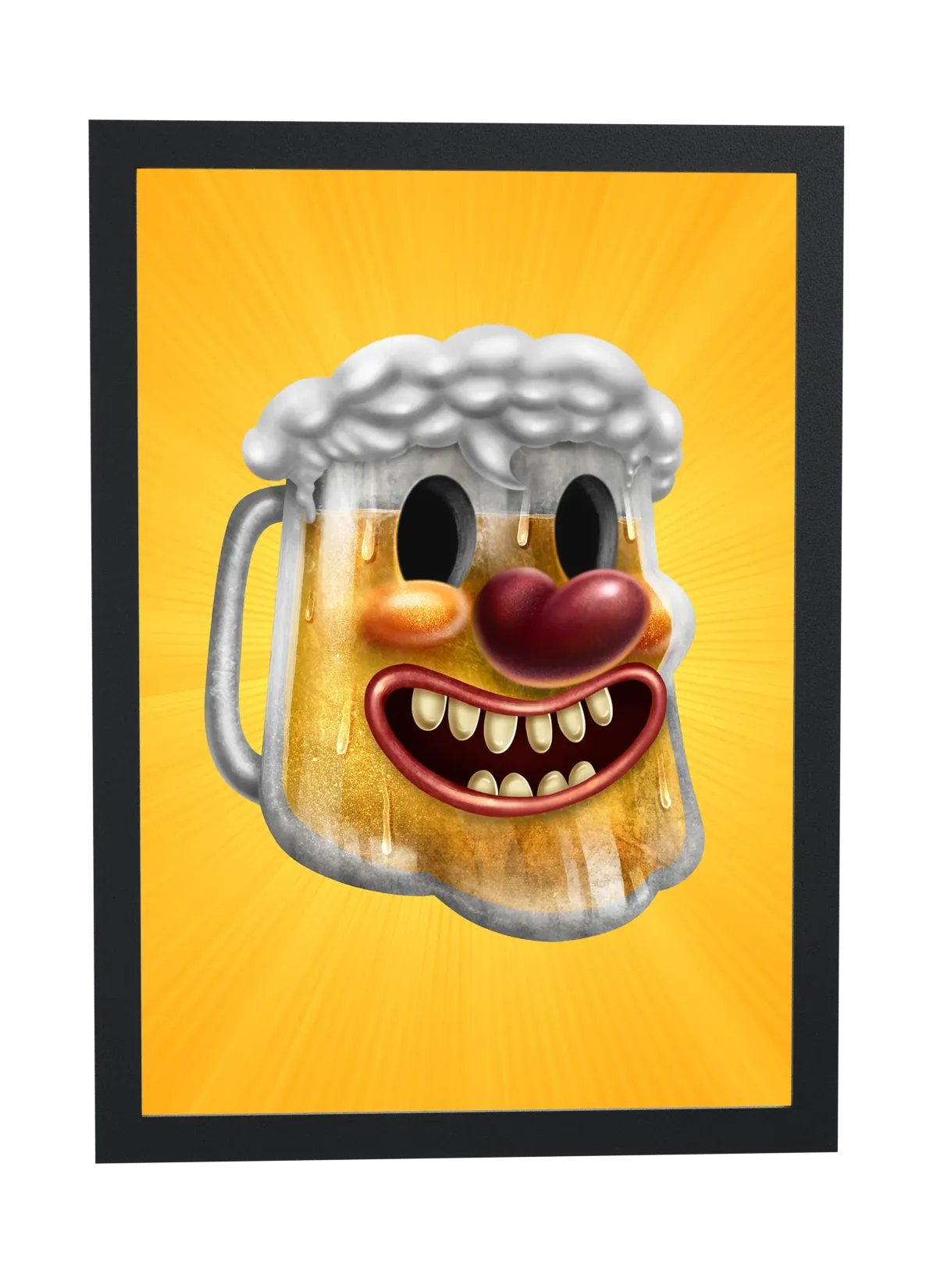 Pôster Caneca de cerveja de nariz vermelho emoldurado
